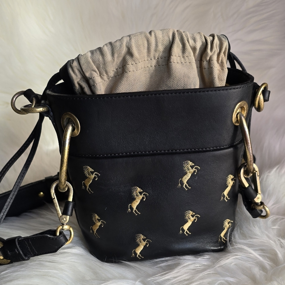 Authentic Chloe Black and Gold Roy Mini Bag with Metallic Hardware